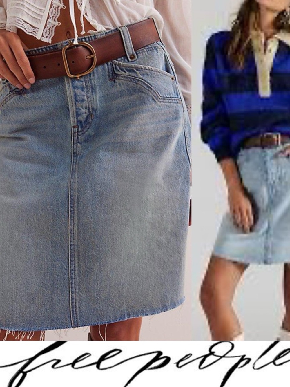 Free People Suzy Midi Denim Skirt❤️